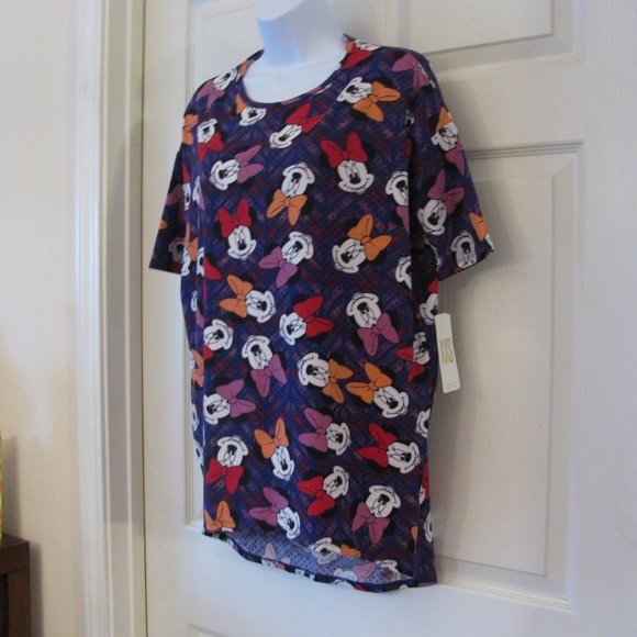 *  2/$15 LuLaRoe Irma Tunic XXS 2XS Minnie Mouse Disney NWT$35 Purple High Low - Picture 3 of 3